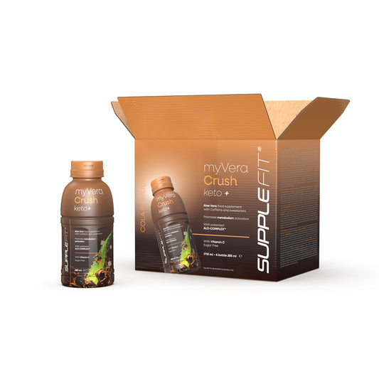 MYVERA CRUSH Keto + | Integratore alimentare con caffeina ed edulcoranti in flacone monodose da 285 ml (6 flaconi) - 1710 ml